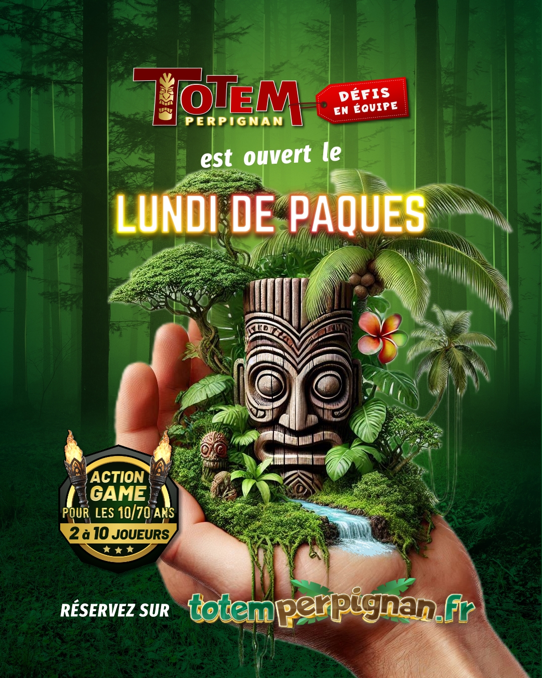 Lundi de Pâques ? On ne change pas les bonnes habitudes ! 🐣✨

Entre 2 balades, venez vous éclater avec nos totems. On vous accueille (sur réservation) ce lundi de Pâques !

Venez nous faire un coucou avant (ou après) votre repas de famille ! 🍫

☀️ Ouvert ce lundi de Pâques
⏰10h00 à 22h30
📍 Perpignan Saint-Martin

On a hâte de vous voir ! 🙌

#TotemPerpignan #LundiDePaques #Ouvert #Perpignan #Paques2026