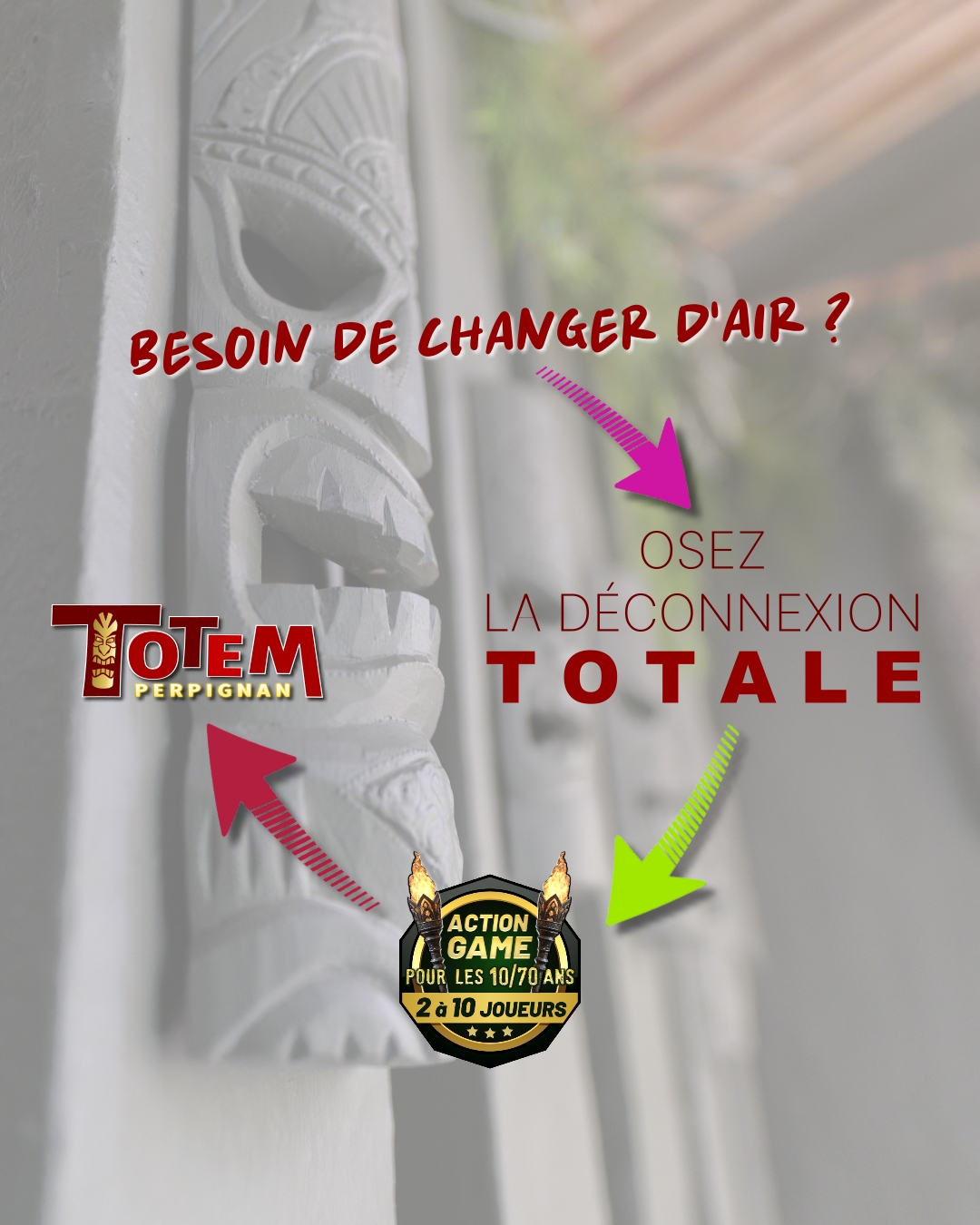 Besoin de lâcher prise ? Venez tester votre adresse ! 💥

Changer d’air, ça se passe aussi dans le mouvement. Laissez le stress de la journée à la porte et venez vous mesurer à nos jeux d’adresse. Pas besoin d'être un pro, il faut juste un peu de détermination.

Une salle, des potes, et une dose de compétition saine en Battle ou en coopération : c’est ça, la thérapie Totem.

📍 On vous attend pour voir ce que vous valez vraiment.

#Perpignan #sortiraPerpignan #JeuxDadresse #PerpignanCity #TotemPerpignan