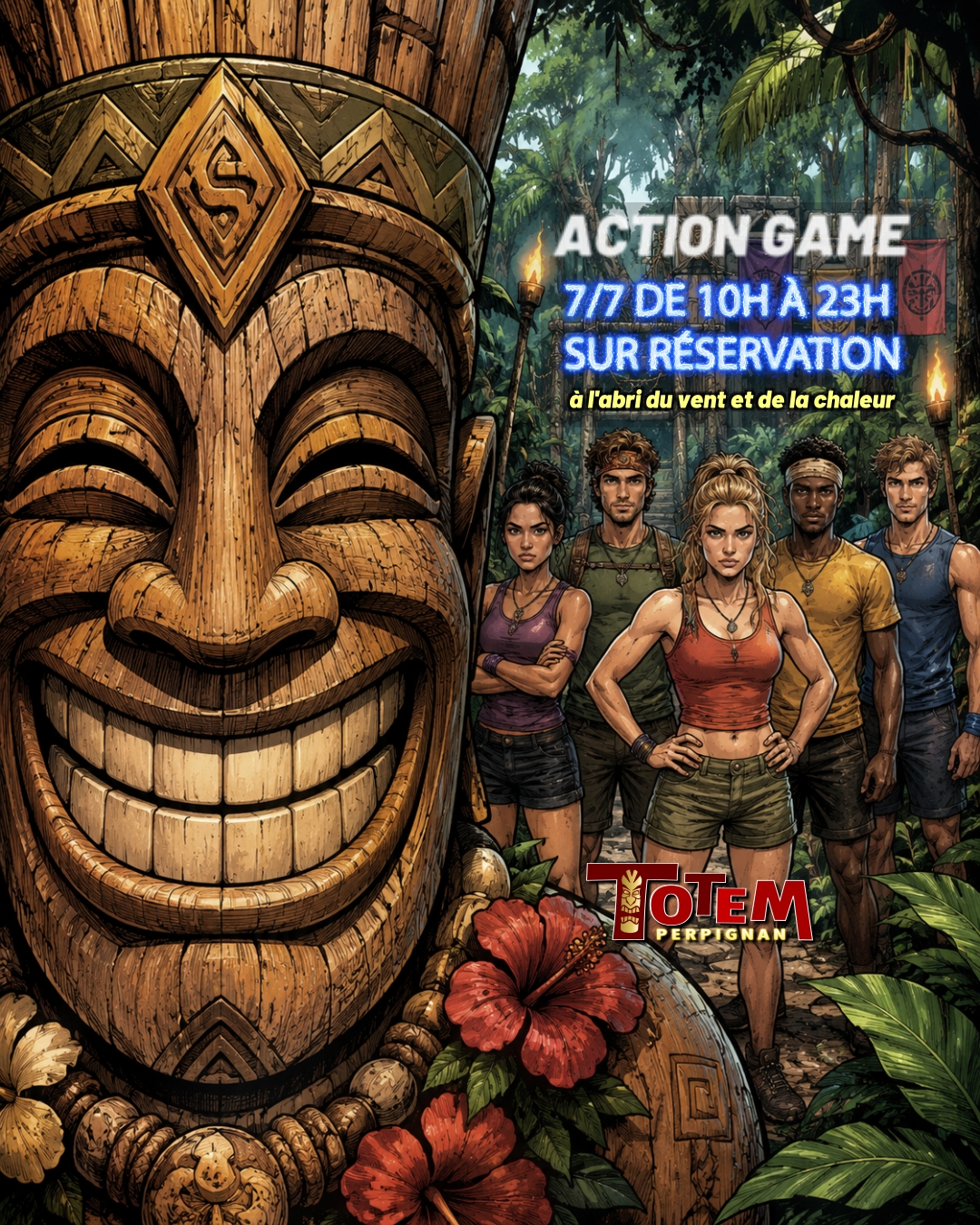 🌴🔥 Pendant que le soleil tape fort et que le vent s'invite dehors… l'aventure continue chez Totem Perpignan !

Plongez au cœur de notre Action Game et relevez nos défis en équipe, dans un espace 100 % indoor, à l'abri de la chaleur et du vent. 🌿🗿

Que vous veniez entre amis, en famille ou entre collègues, c'est le moment idéal pour vivre une aventure immersive, sans subir la météo !

☀️ Cet été, Totem Perpignan est ouvert 7 jours sur 7.
🕙 De 10h à 23h, uniquement sur réservation.

📅 Réservez votre créneau et venez relever le défi !

#Totem #Perpignan #ActiviteIndoor #LoisirsPerpignan #Été2026